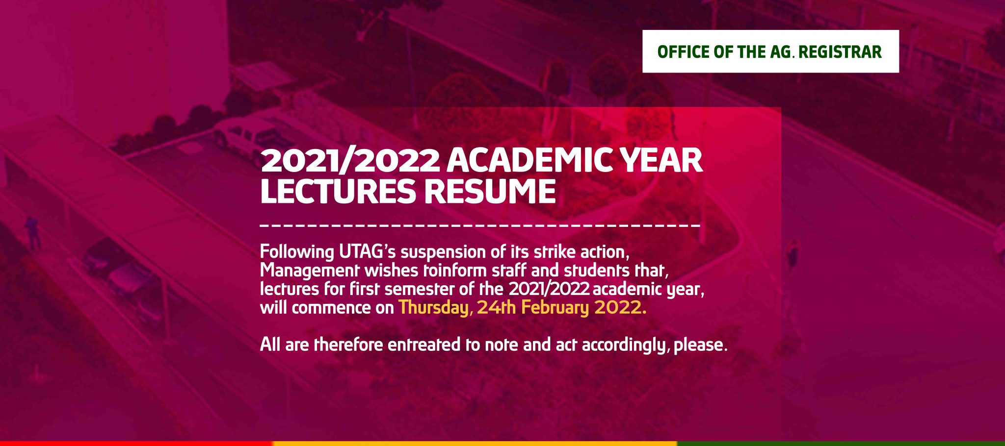 2021/2022 Academic Year Lectures Resume | AAMUSTED