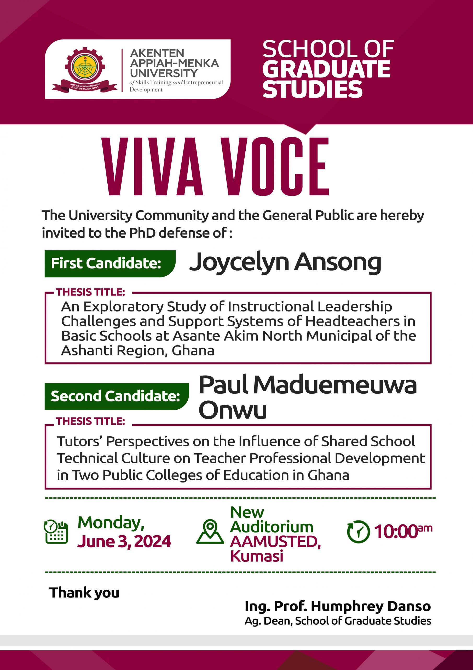 You are currently viewing Viva Voce – Joycelyn Ansong & Paul Maduemeuwa Onwu