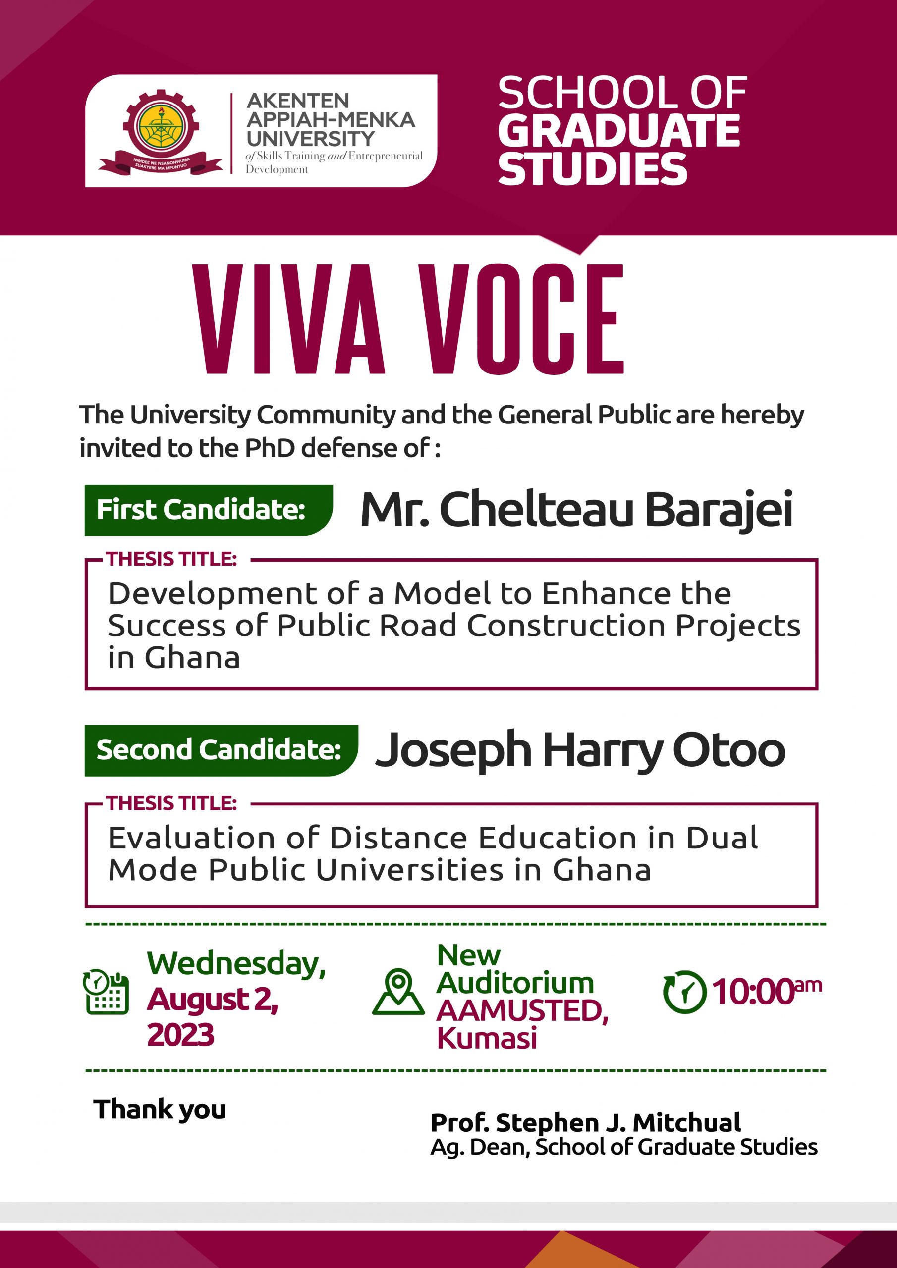 You are currently viewing Viva Voce – Chelteau Barajei & Joseph Harry Otoo