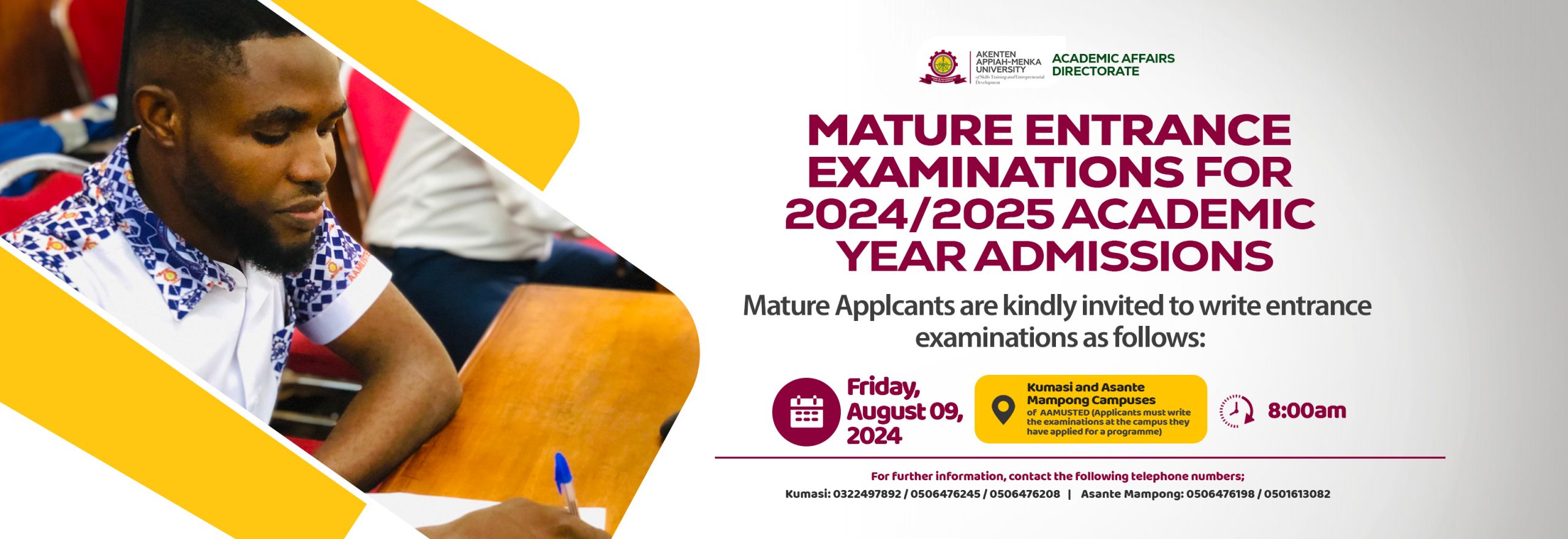 You are currently viewing MATURE ENTRANCE EXAMINATIONS FOR 2024/2025 ACADEMIC YEAR